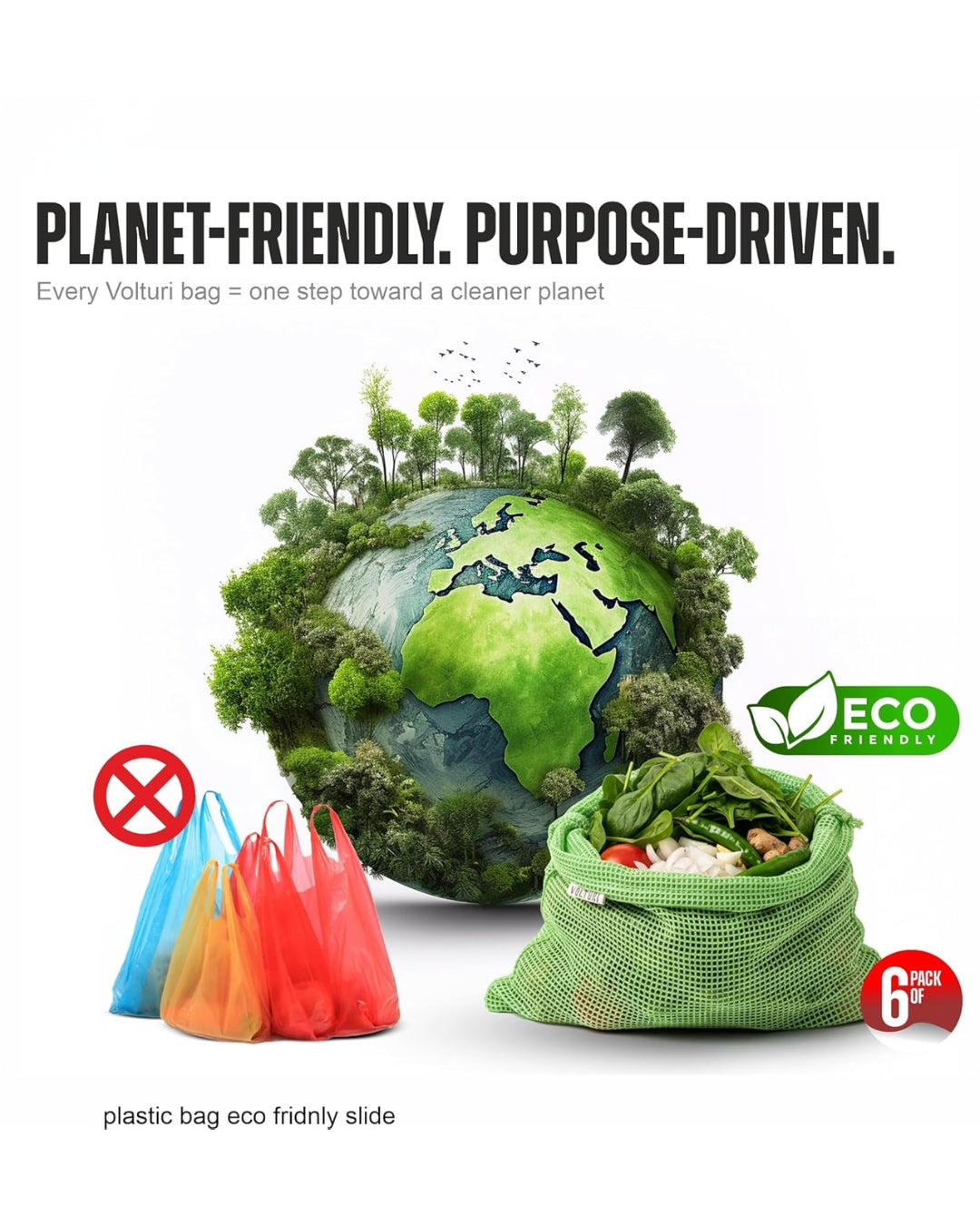 Cotton Vegetable Bags for Fridge Storage (Pack of 6)