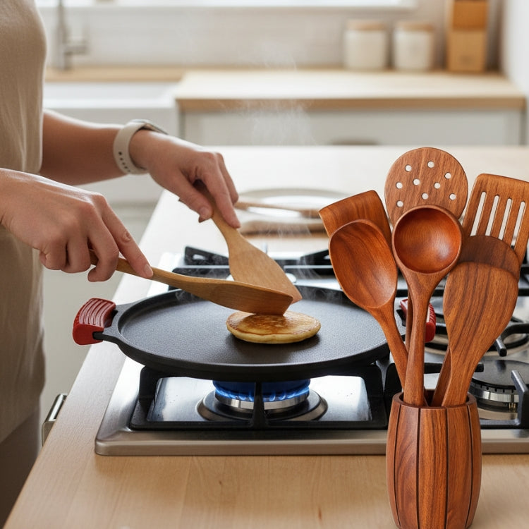 Pre-Seasoned Cast Iron Dosa Tawa + 2 Silicon Grip