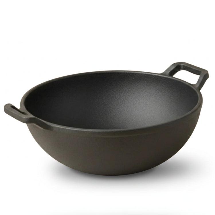 Pre-Seasoned Cast Iron Kadai with Flat Handles