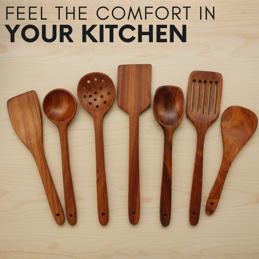 Premium Wooden Spatula 7 Piece Set
