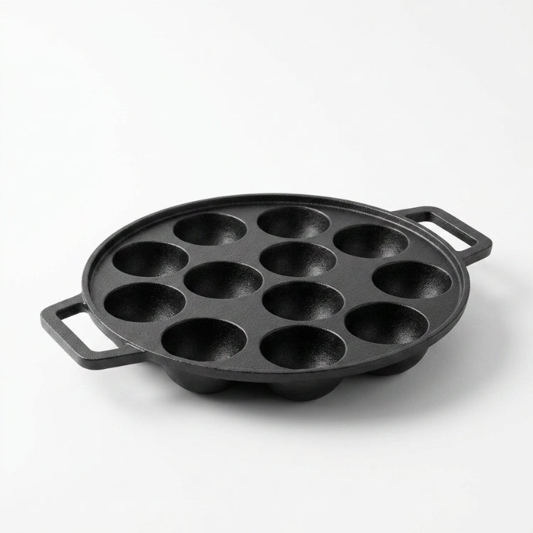 Cast Iron Paniyaram / Appe Maker 12 PIts, Pre-seasoned, 100% Pure