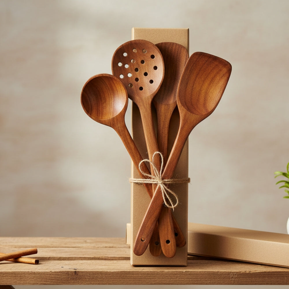 Premium Wooden Spatula 7 Piece Set