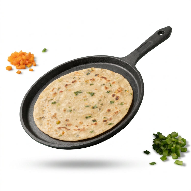 Pre-Seasoned Cast Iron Roti/Chapati/Dosa Tawa Pan ,  26cm, Black