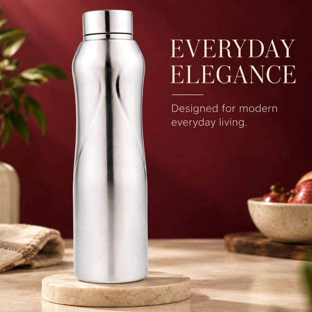 Neopot Stainless Steel Single Wall Water Bottle | Matte Finish | Silver | 1000 ml Capacity