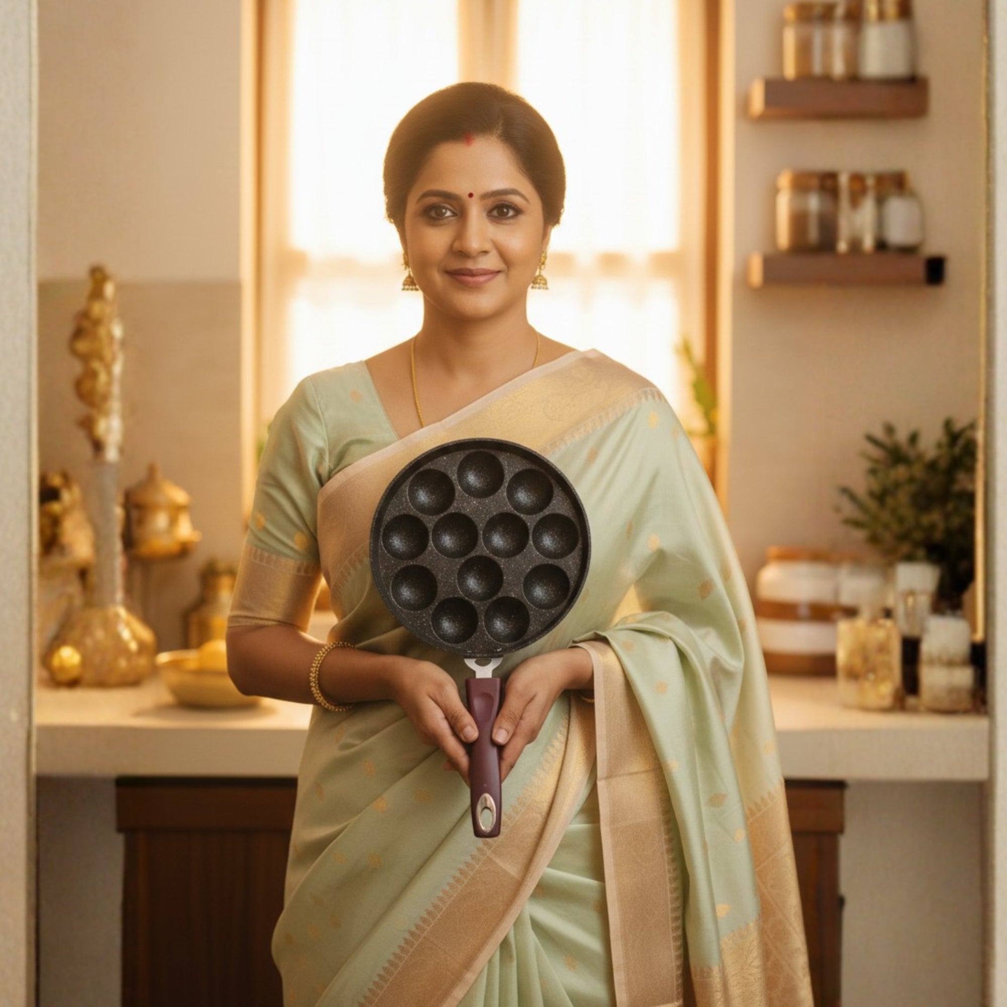 Appe | Litti | Muffins Pan with Glass Lid  ( Oil FREE Cooking )