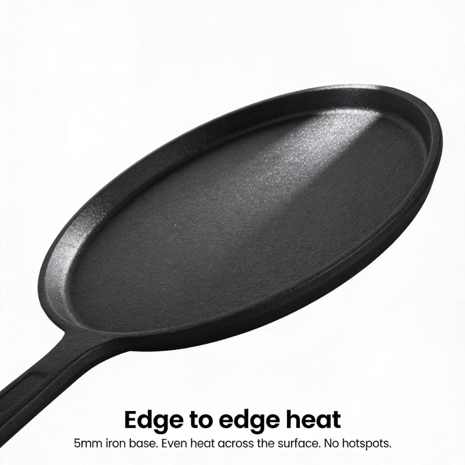 Pre-Seasoned Cast Iron Roti/Chapati/Dosa Tawa Pan ,  26cm, Black