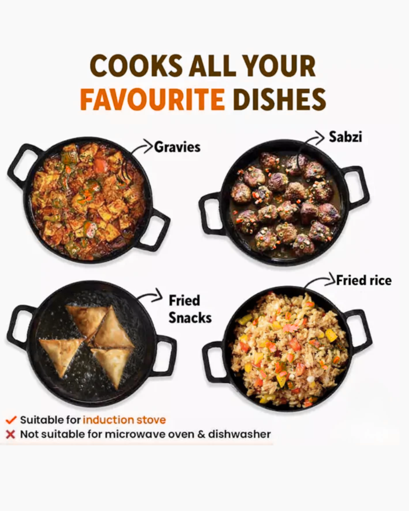 Cast Iron Kadai | Induction Friendly | 100% Pure & Toxin-Free