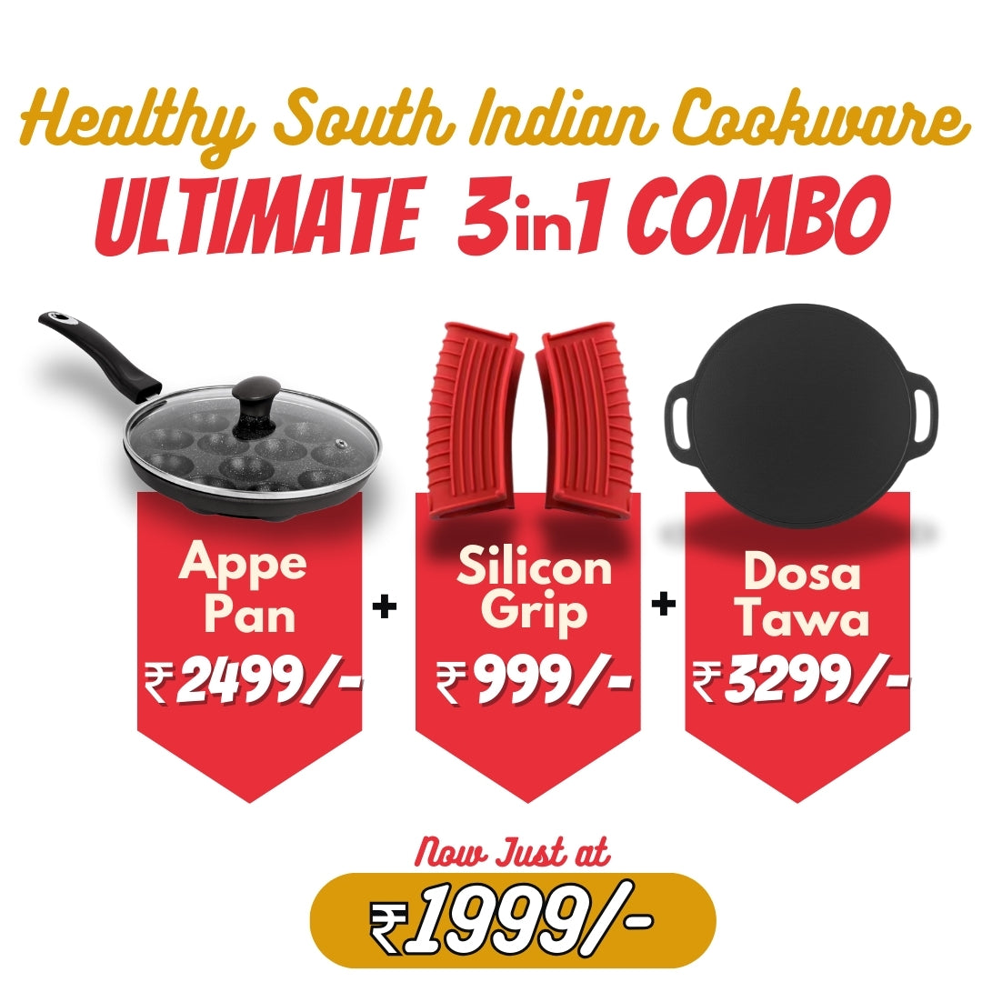 Ultimate 3 in 1 Healthy Cooking South Indian Cuisine Cookware Set .
