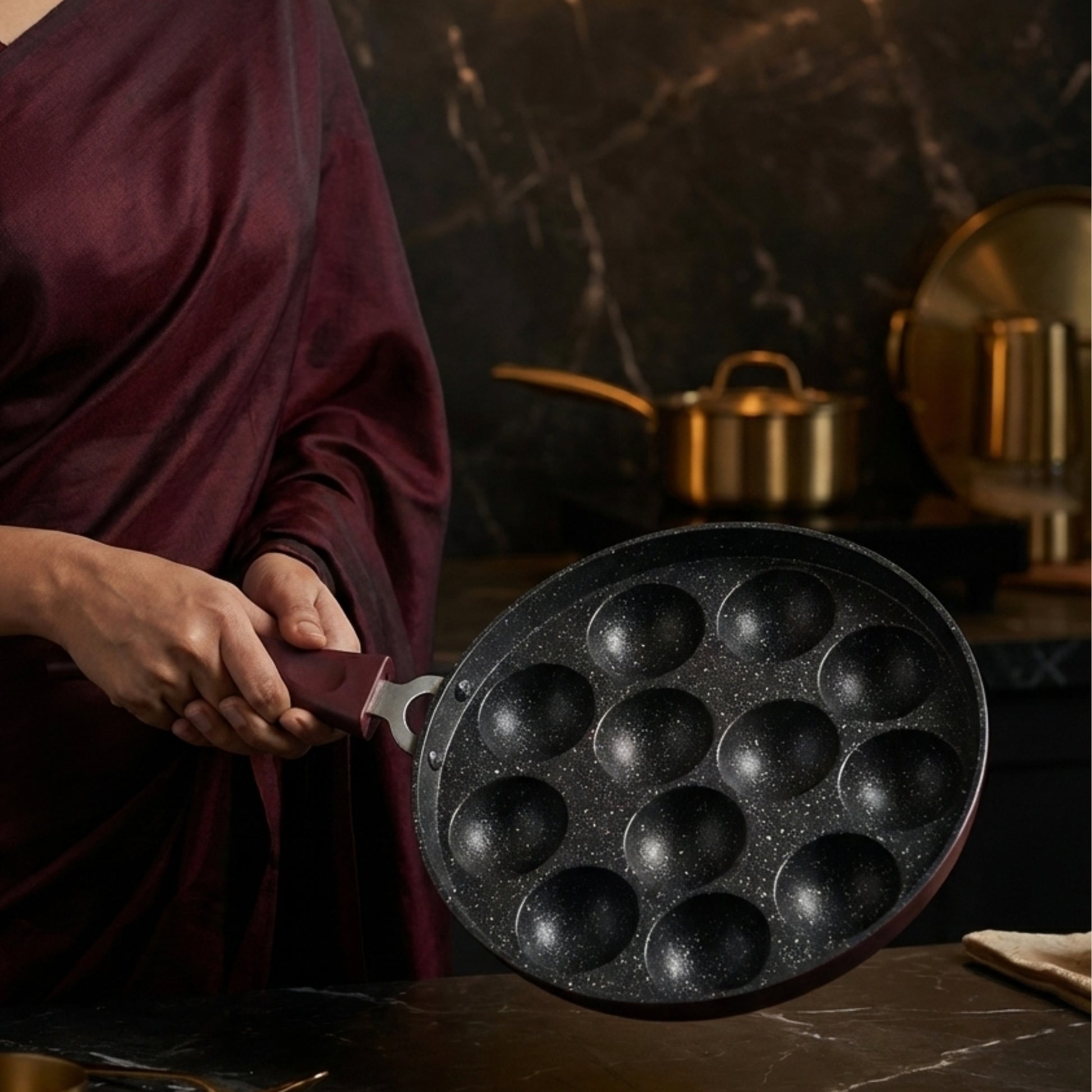 Appe | Litti | Muffins Pan with Glass Lid  ( Oil FREE Cooking )