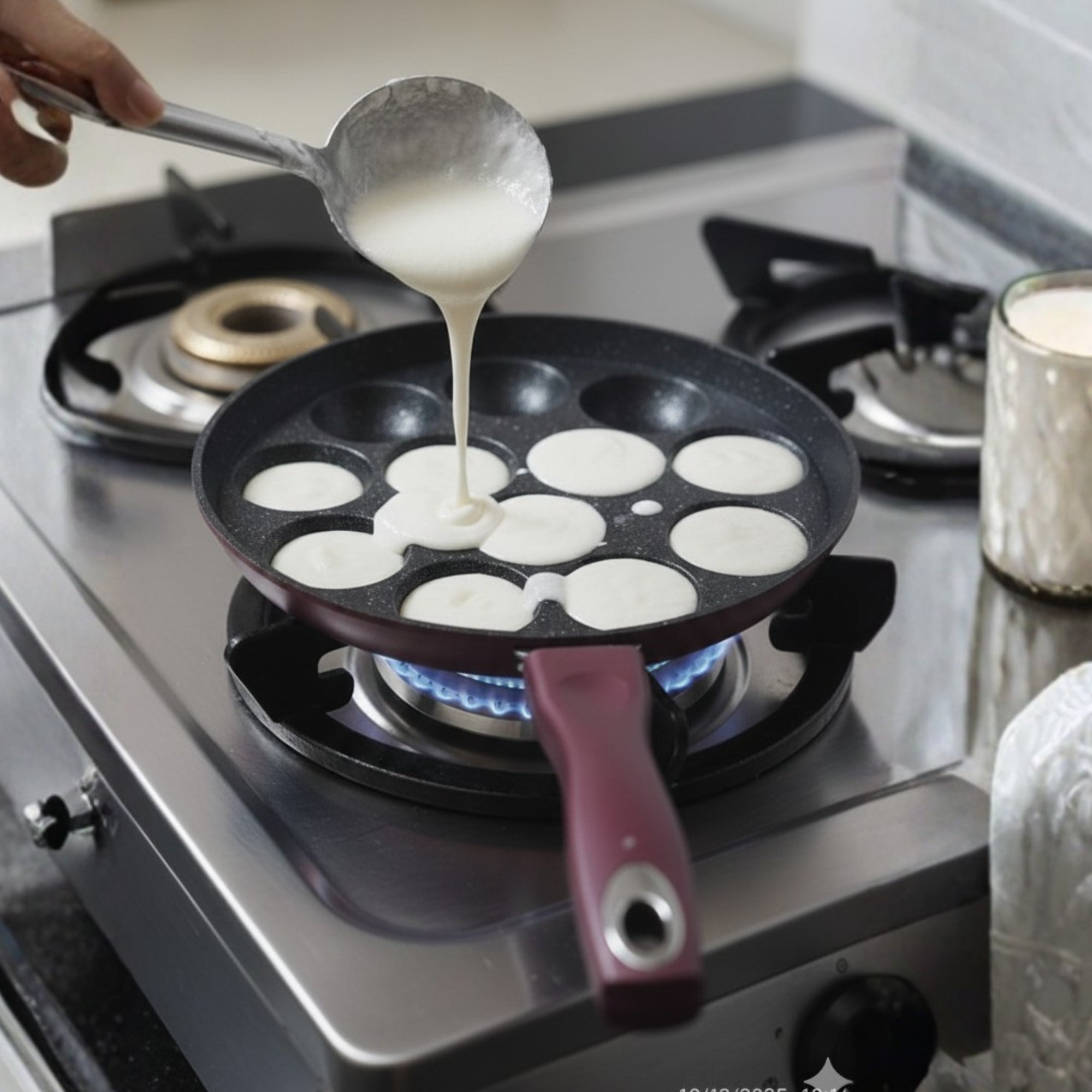 Appe | Litti | Muffins Pan with Glass Lid  ( Oil FREE Cooking )