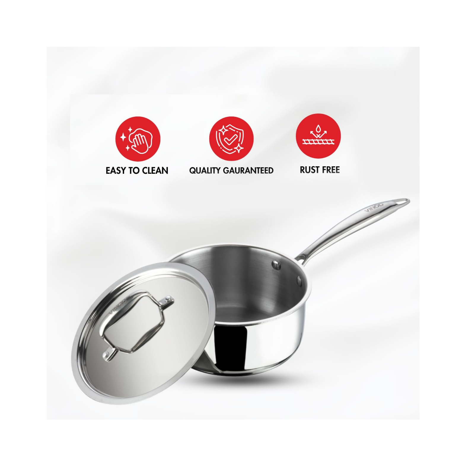 Triply Stainless Steel Saucepan with Lid.