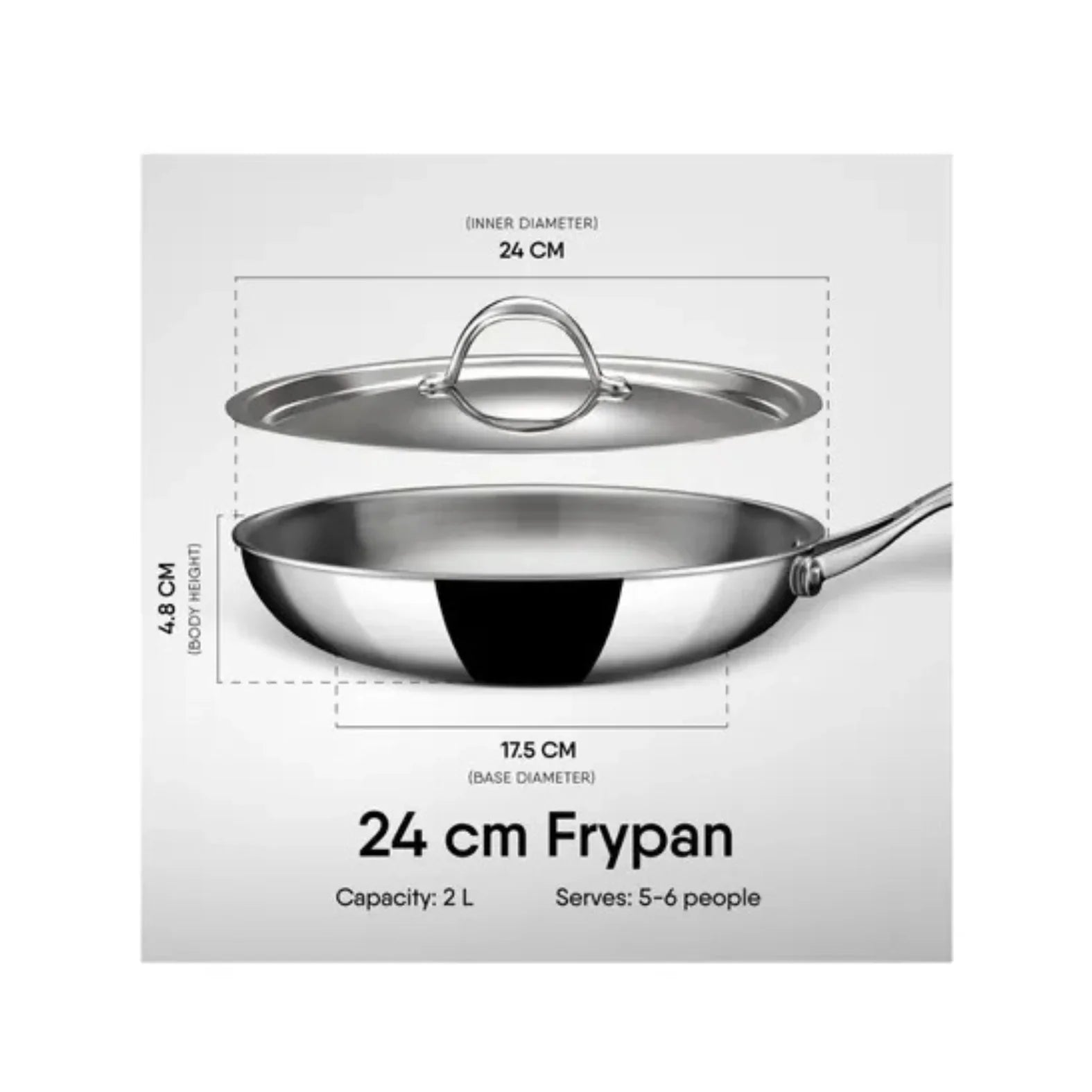 Triply Frying Pan 43.4 x 25.7 x 7.7 cm | Stainless Steel