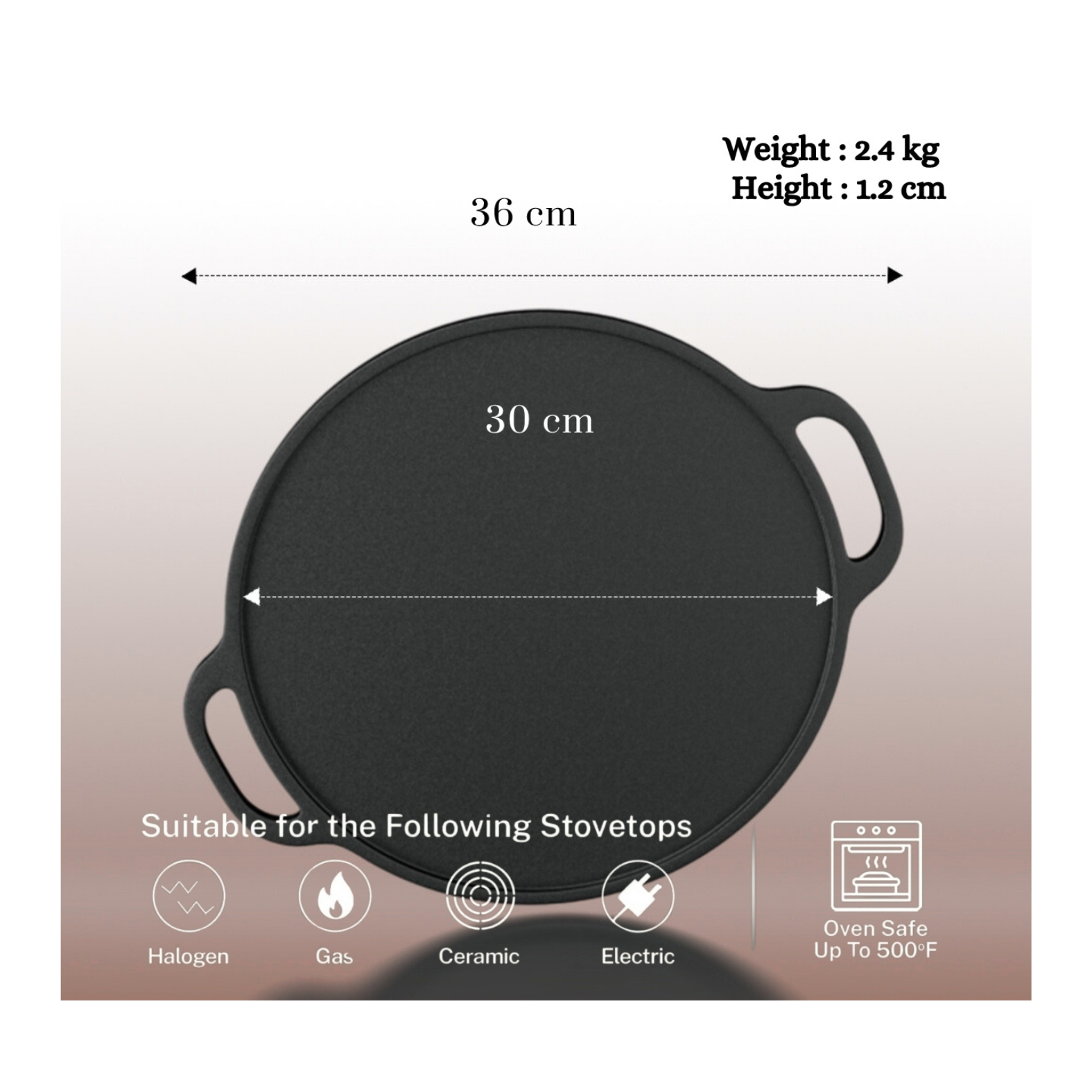 Pre-Seasoned Cast Iron Tawa for Dosa/Chapathi