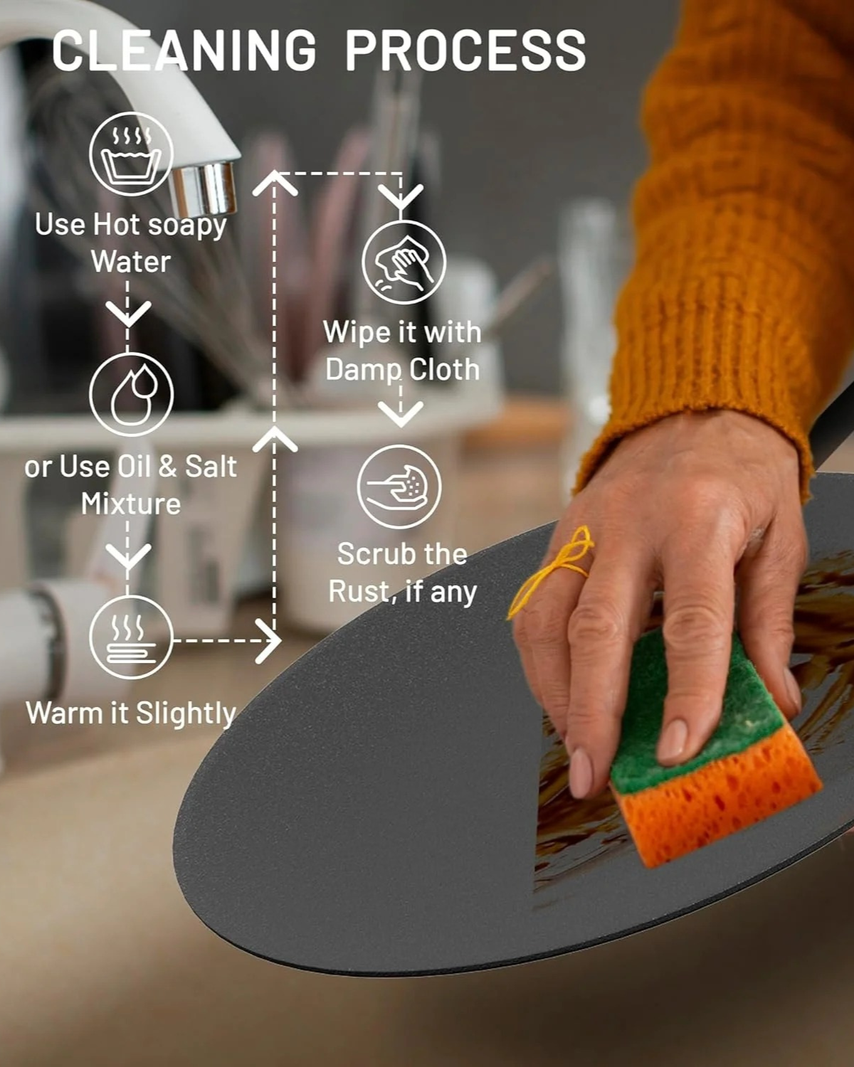 Cast Iron Dosa Tawa | Roti | Chapati with Handle