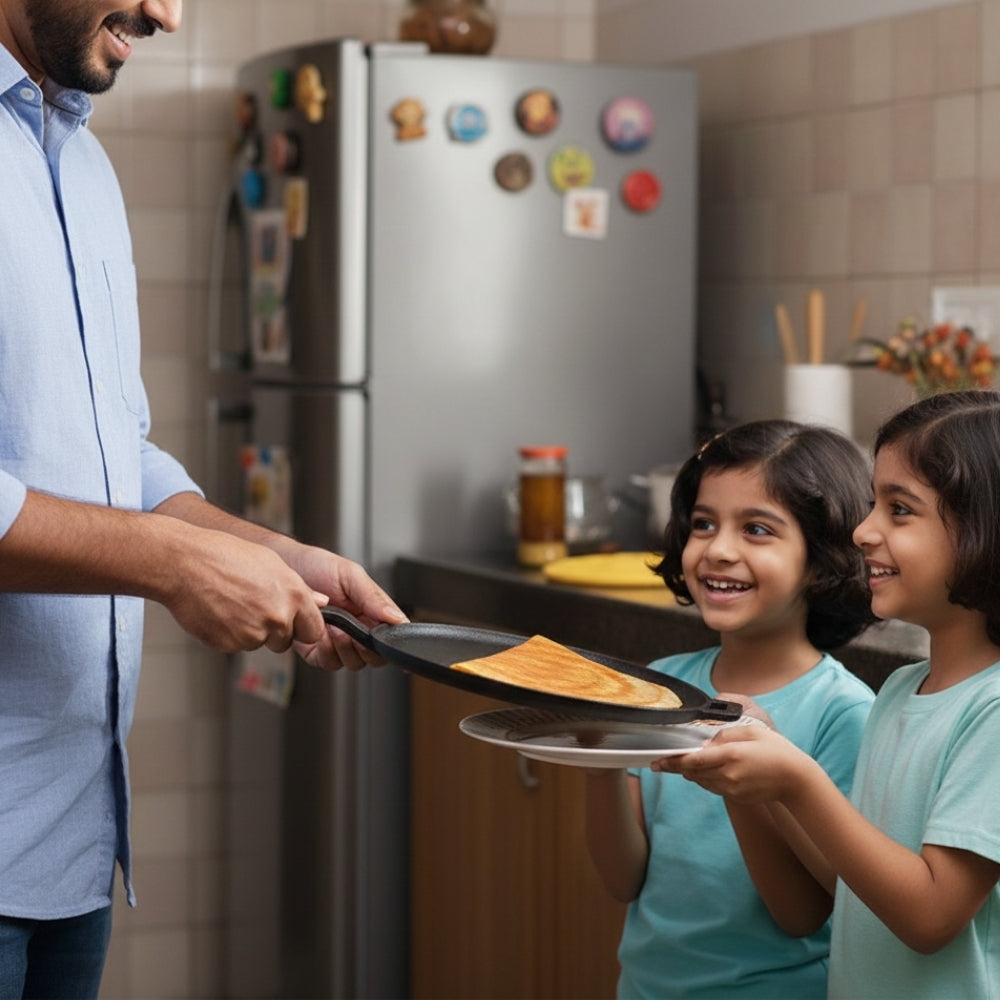 Pre-Seasoned Cast Iron Tawa for Dosa/Chapathi | 28.5cm/11.2 inch, 2.4kg