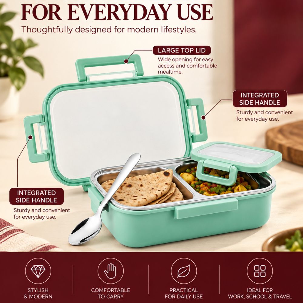 Neopot Stainless Steel Lunch Box Set | Leak-Proof & Durable Tiffin Box | 800 ml + 250 ml