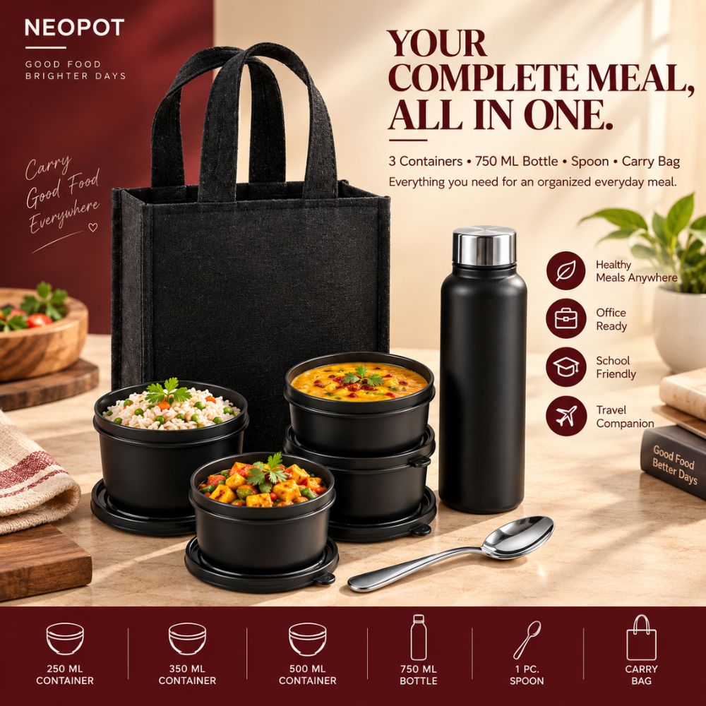 Stainless Steel Lunch Box with 2 Containers | Compact & Leak-Resistant Tiffin Box | 350 ml Each