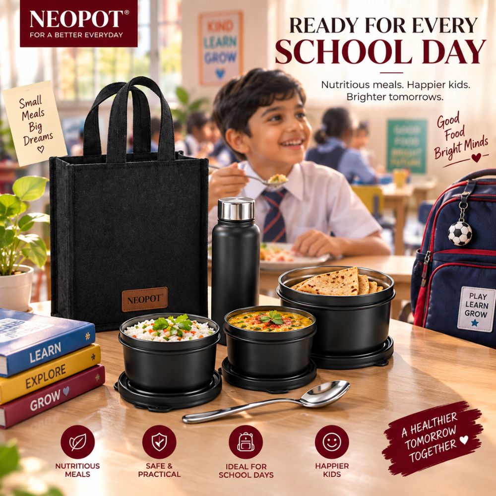 Stainless Steel Lunch Box with 2 Containers | Compact & Leak-Resistant Tiffin Box | 350 ml Each