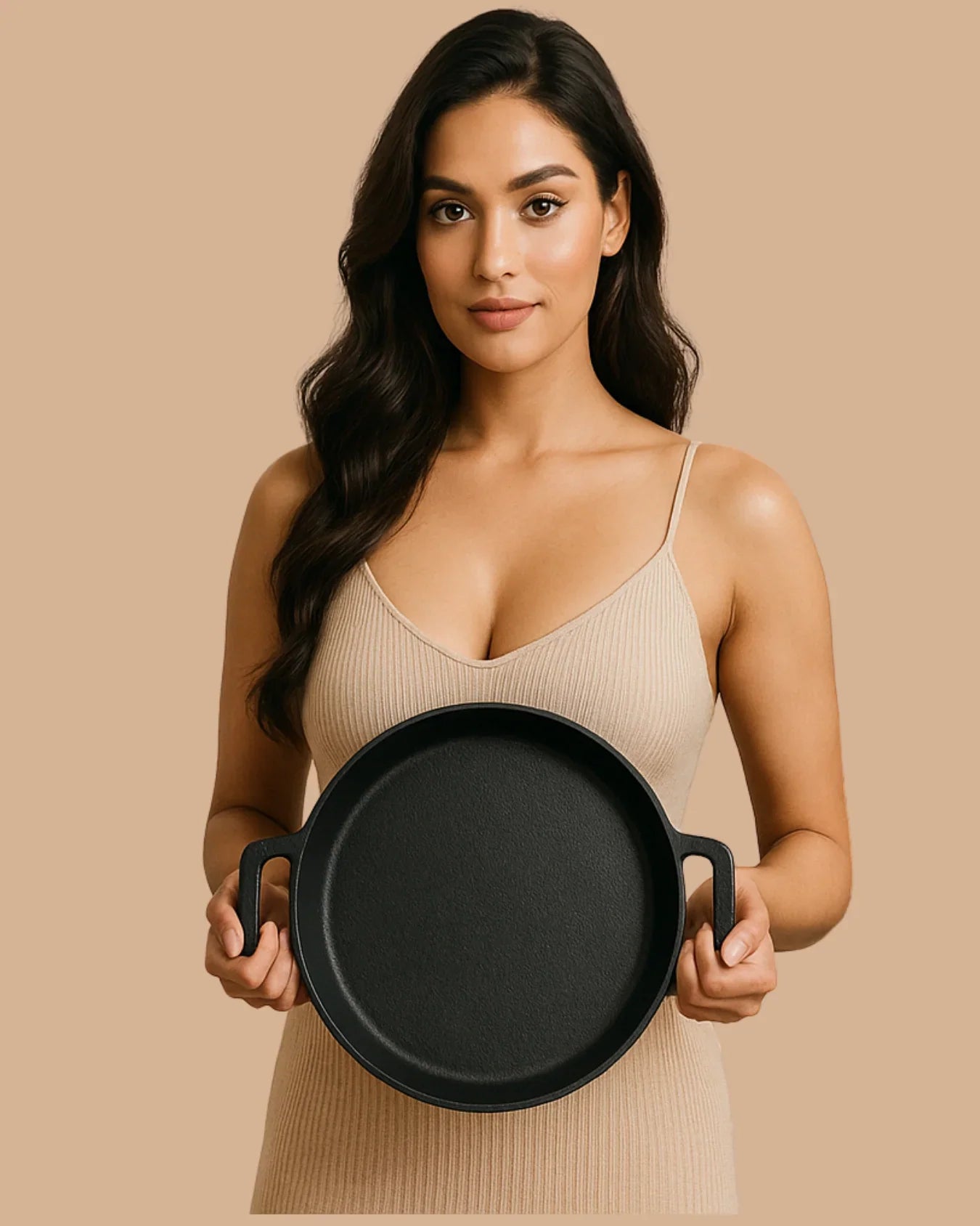 Pre-Seasoned Cast Iron Kadai with Flat Handles