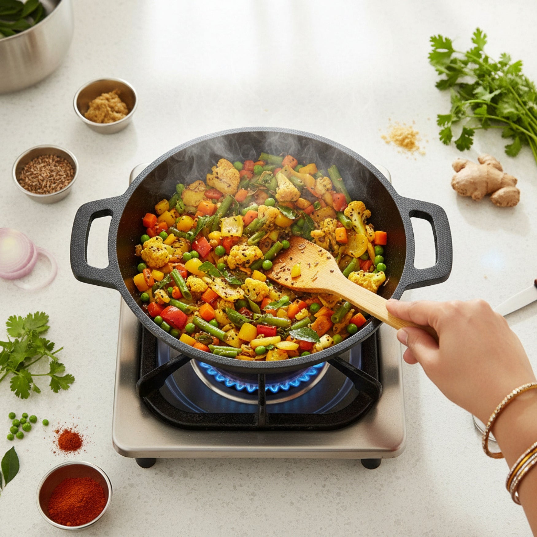 Cast Iron Curved kadai + Dosa Tawa