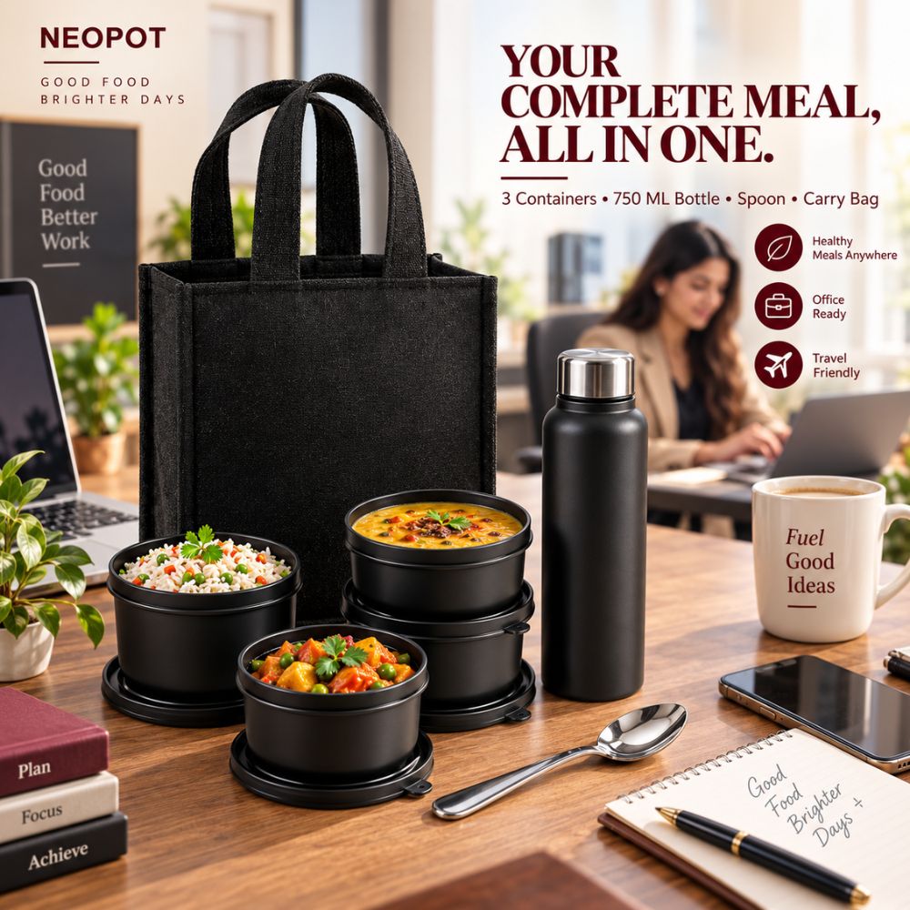 Stainless Steel Lunch Box with 2 Containers | Compact & Leak-Resistant Tiffin Box | 350 ml Each