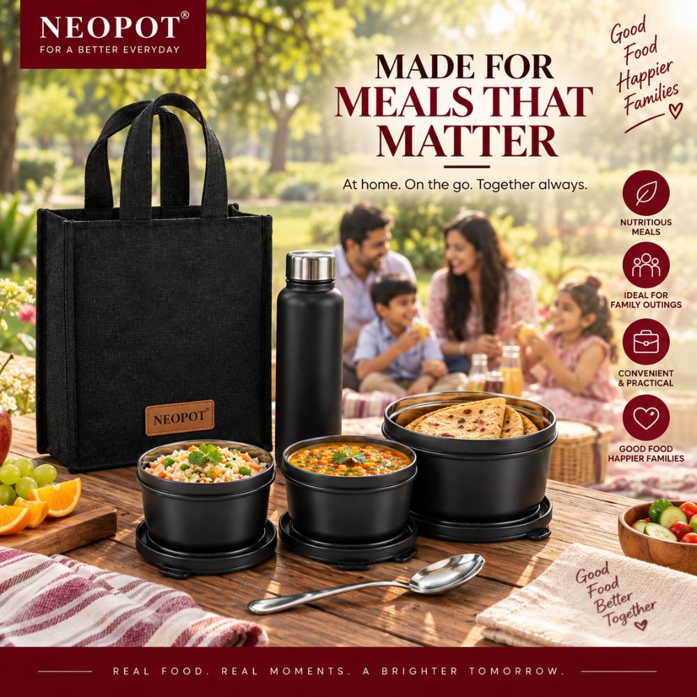 Stainless Steel Lunch Box with 2 Containers | Compact & Leak-Resistant Tiffin Box | 350 ml Each