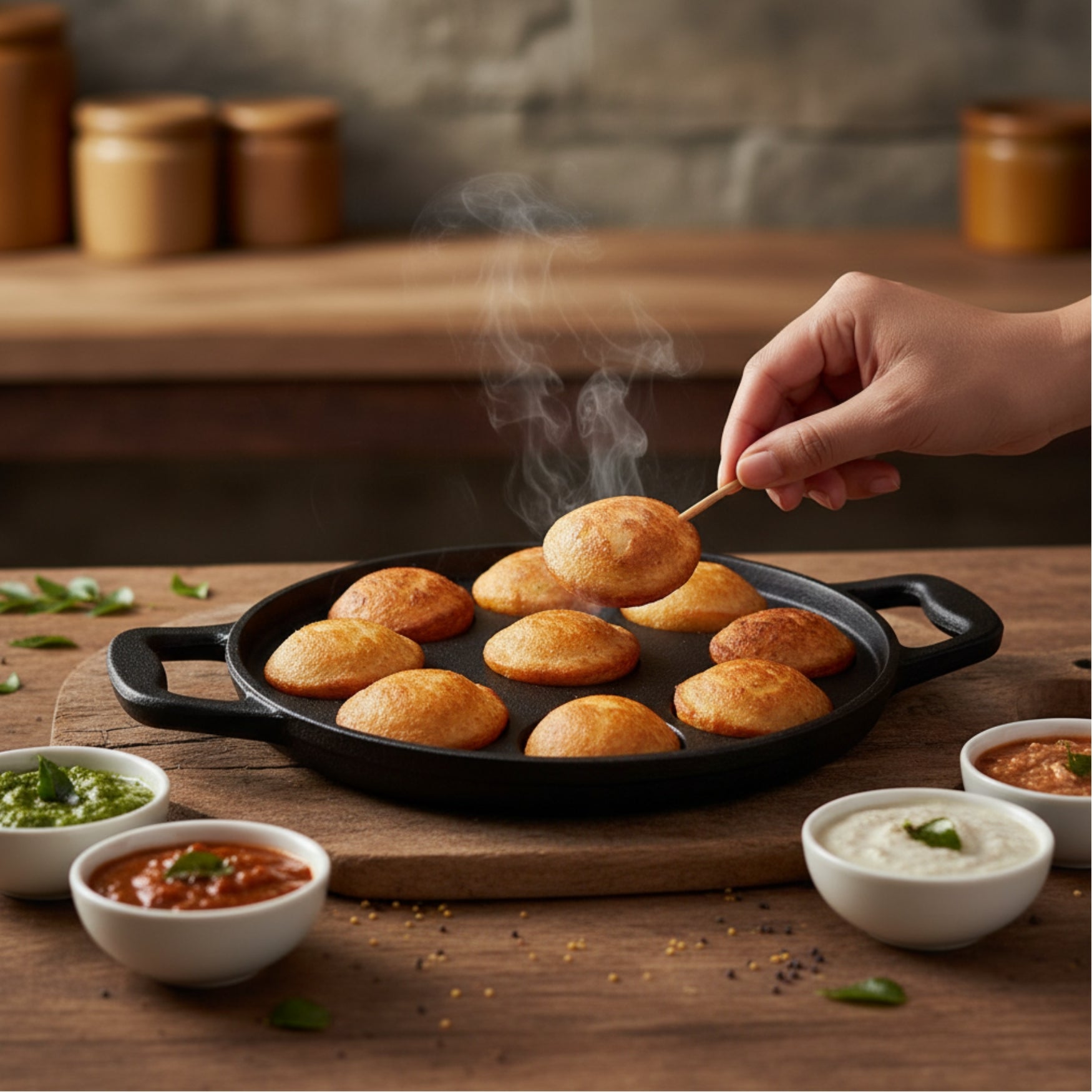Cast Iron Paniyaram / Appe Maker 9 PIts, Pre-seasoned, 100% Pure,