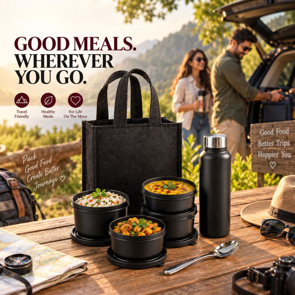 Stainless Steel Lunch Box with 2 Containers | Compact & Leak-Resistant Tiffin Box | 350 ml Each