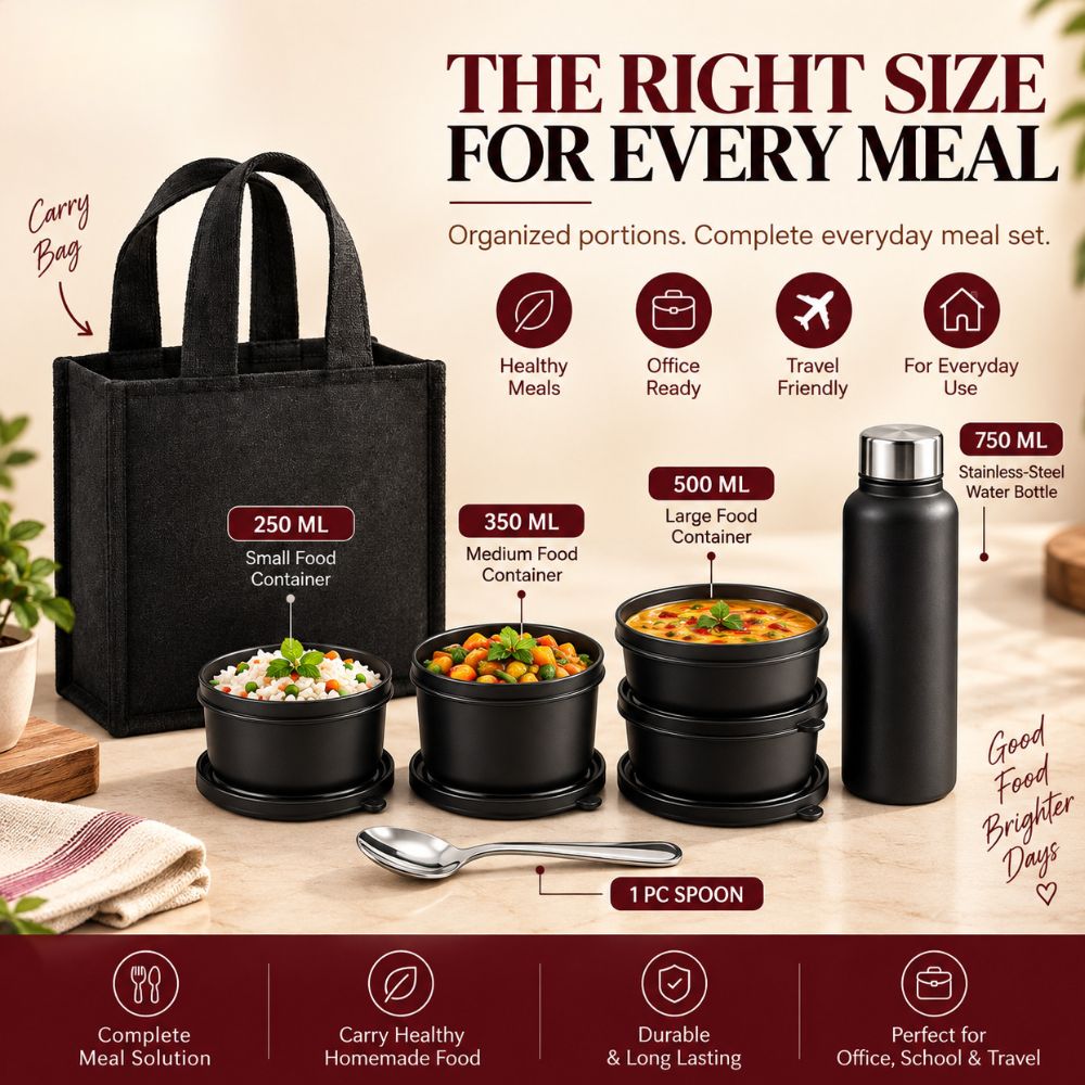 Stainless Steel Lunch Box with 2 Containers | Compact & Leak-Resistant Tiffin Box | 350 ml Each