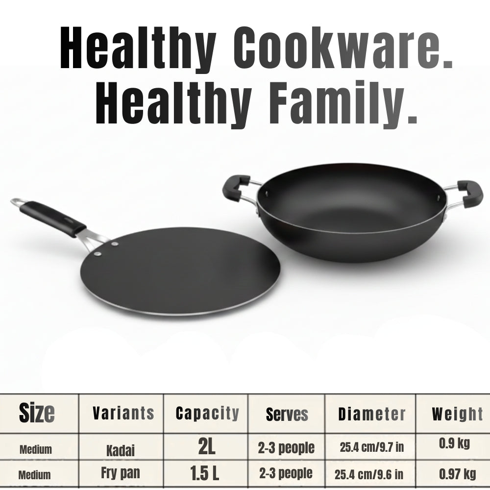 100% Pure Iron Cookware combo: (25.4cm)Kadai+ (26.3cm)Tawa