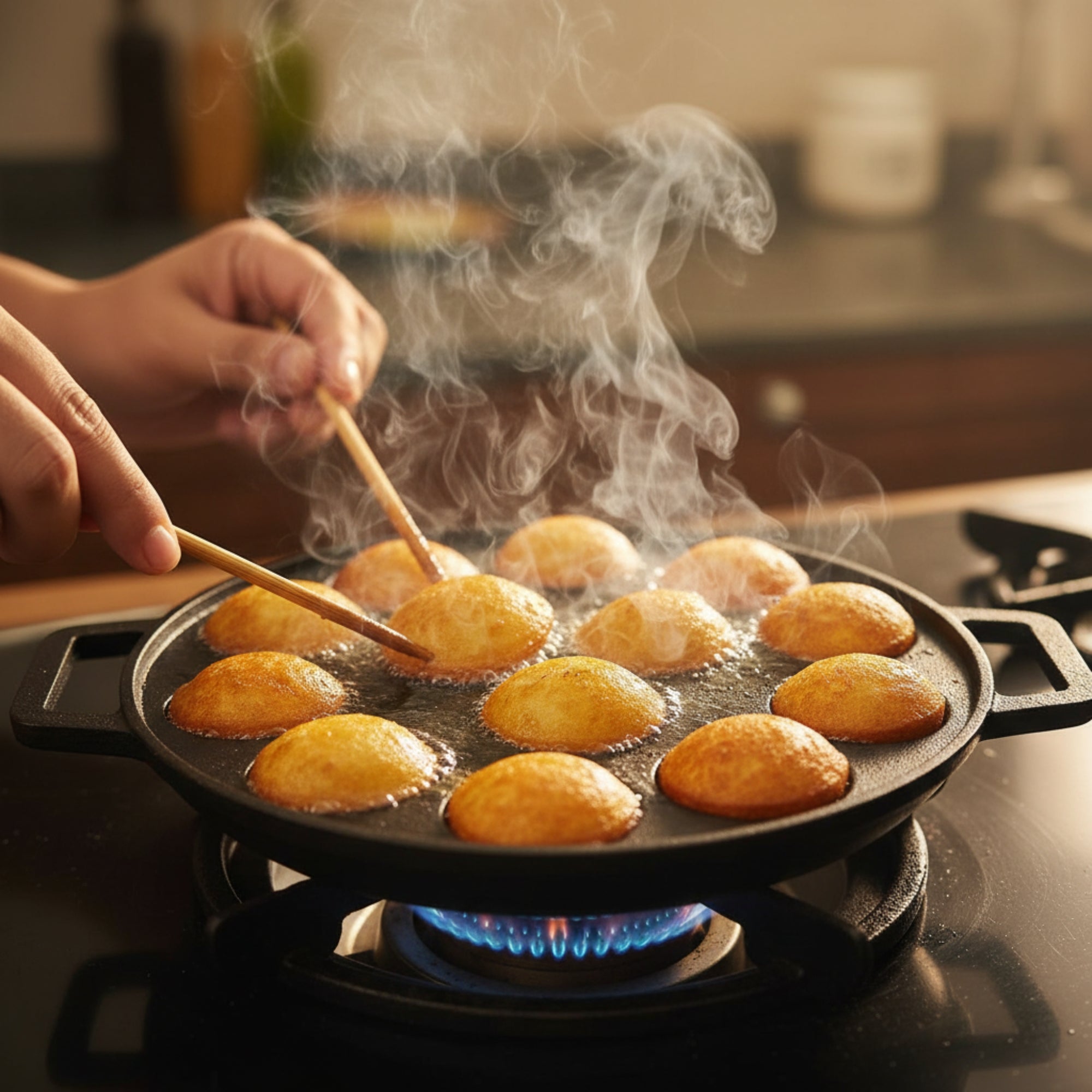 Cast Iron Paniyaram / Appe Maker 12 PIts, Pre-seasoned, 100% Pure