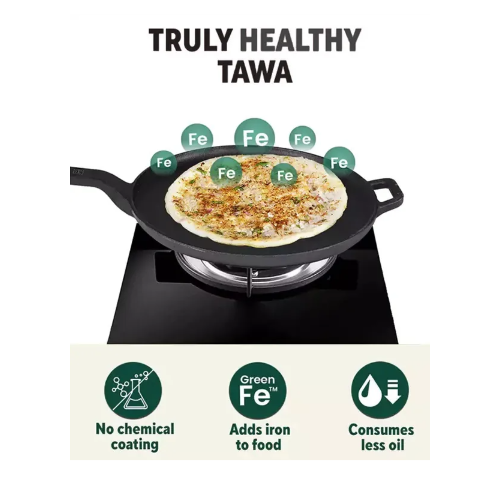 Single Handle  Dosa Tawa Black