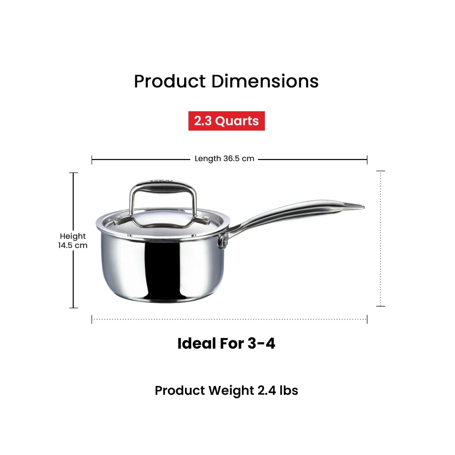 Triply Stainless Steel Saucepan with Lid.