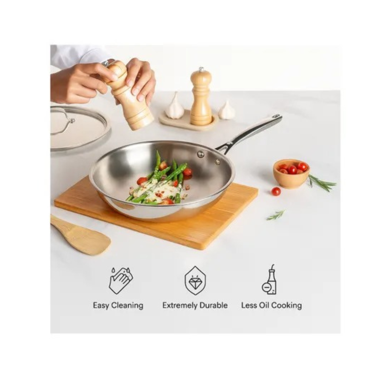 Triply Frying Pan 43.4 x 25.7 x 7.7 cm | Stainless Steel