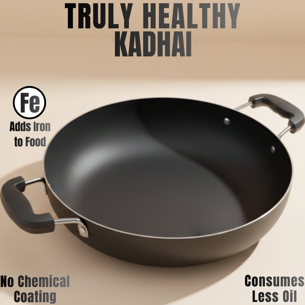 100% Pure Iron Cookware combo: Kadai+ Frying Pan