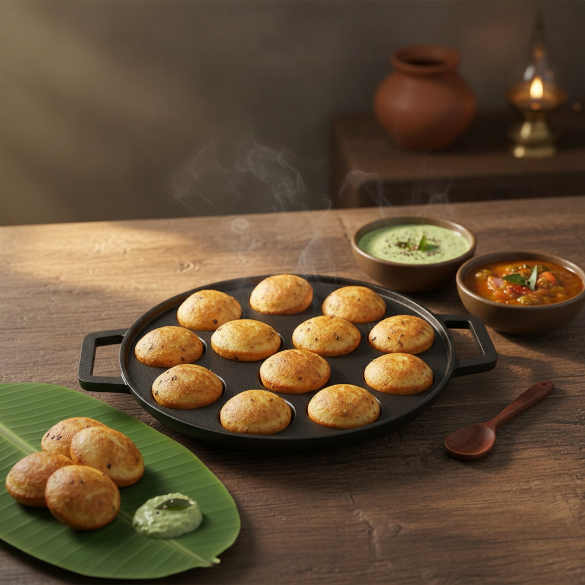 Cast Iron Paniyaram / Appe Maker 12 PIts, Pre-seasoned, 100% Pure