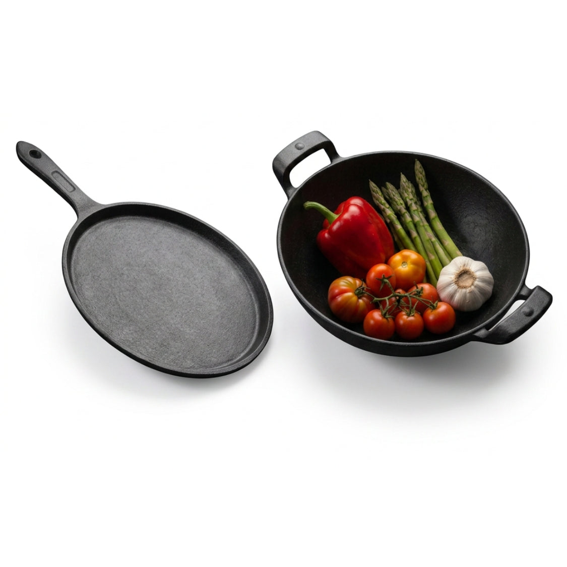 2 in 1 Cast Iron Kadai + Roti Tawa  Combo