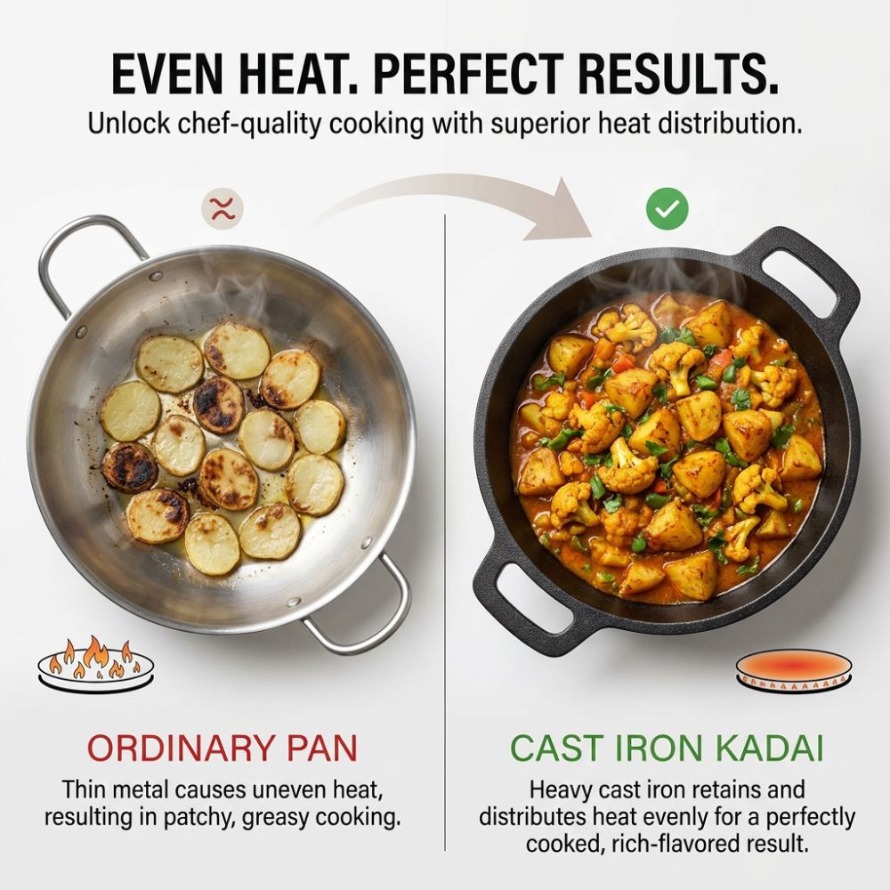 Pre-Seasoned Cast Iron Kadai (Big size)