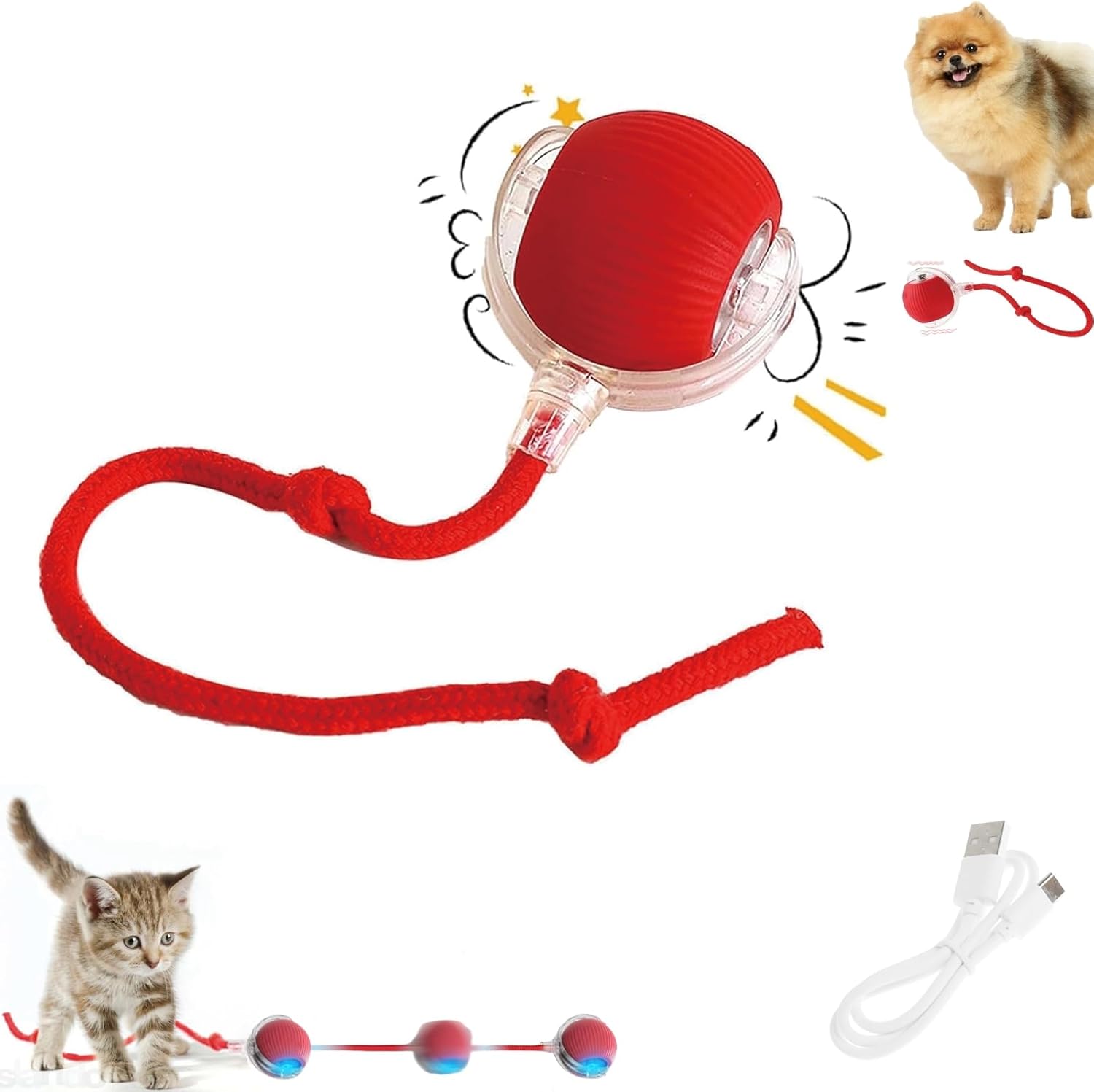 Pet Steam Brush +  Pet Teasing Ball + Pet Hair Remover Gloves   (3 in 1 Pack )