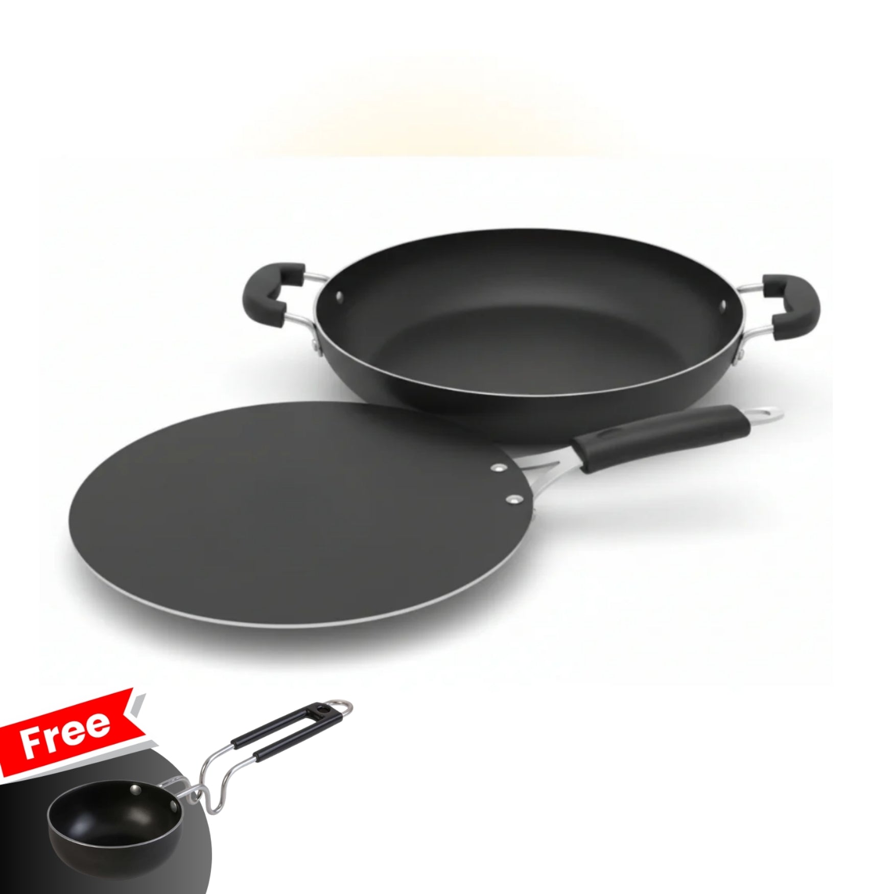 Premium Cookware combo: (25.4cm)Kadai+ (26.3cm)Tawa