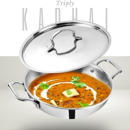 Triply Stainless Steel Kadai with Stainless Steel Lid 3.2 litres