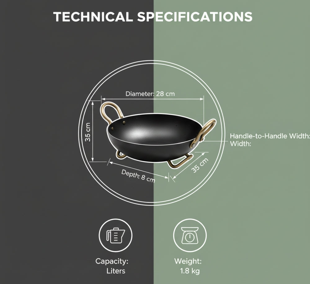100% Pure Iron Cookware Kadai