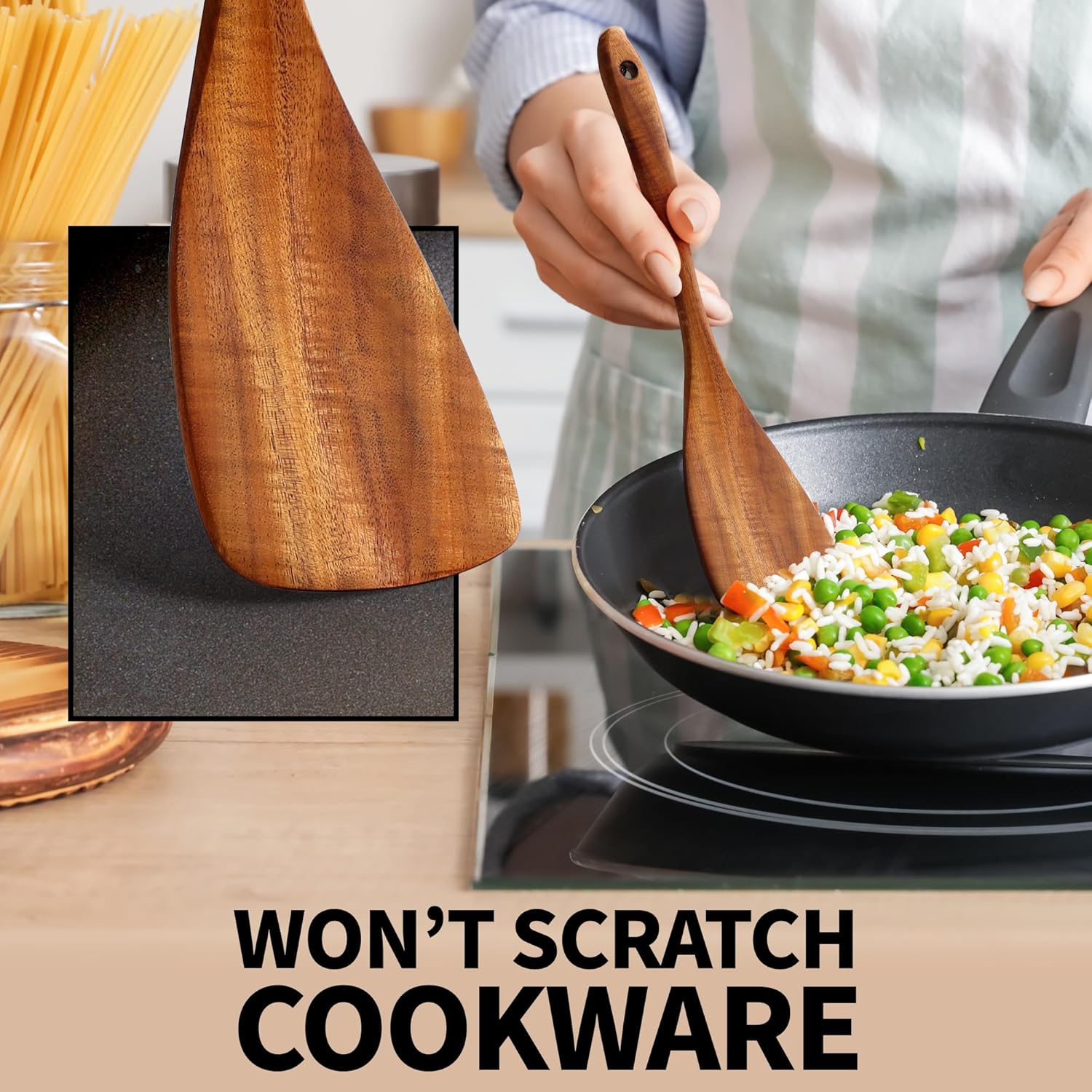 Natural Wooden Spoon Set For Cooking
