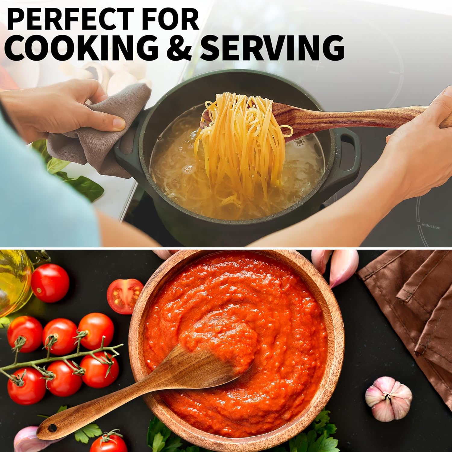 Natural Wooden Spoon Set For Cooking