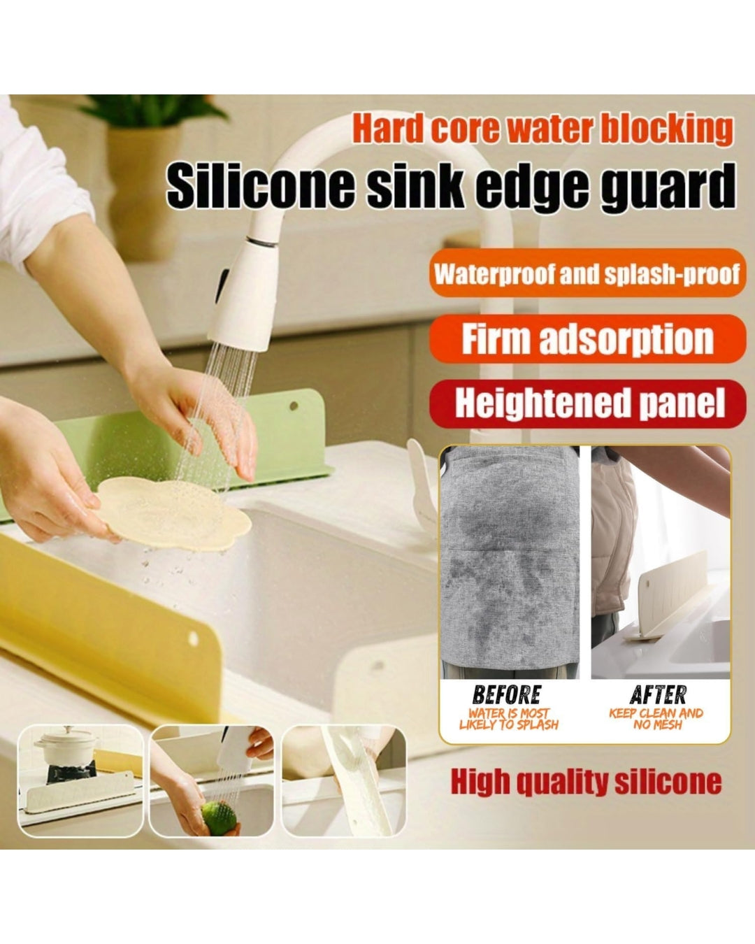 Kitchen Sink Water Splash Guard Silicon