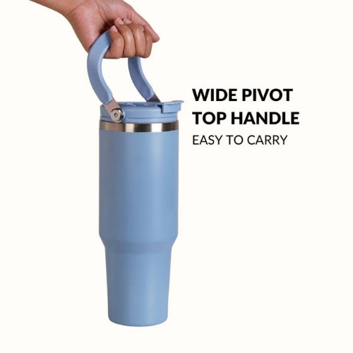 Insulated Blue Tumbler Bottle With Top Handle Blue Frost 1200ml