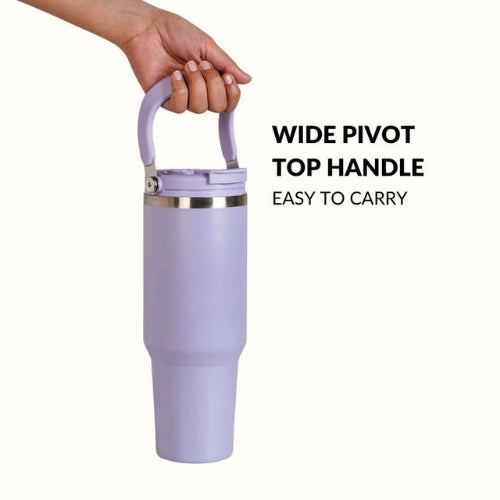 Insulated Purple Tumbler Bottle With Top Handle Blue Frost 1200ml
