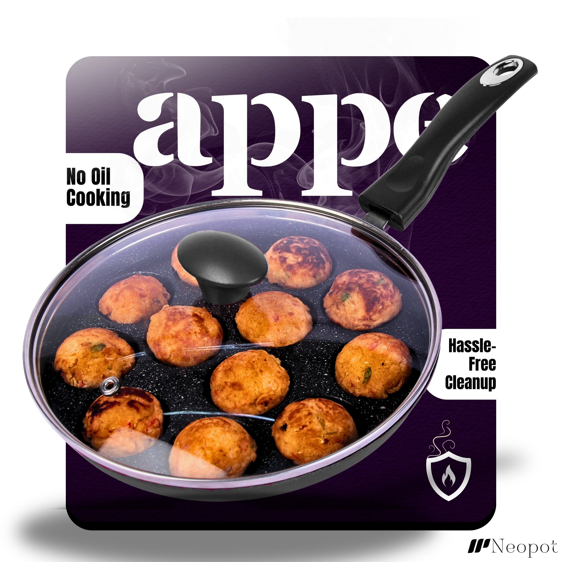 Appe | Litti | Paniyarams Pan with Glass Lid