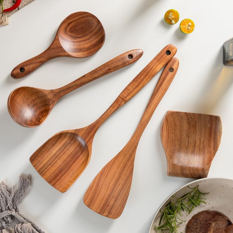 Natural Wooden Spoon Set For Cooking