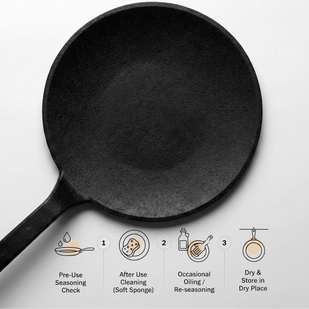 NEOPOT Pre-Seasoned Cast Iron Roti Tawa